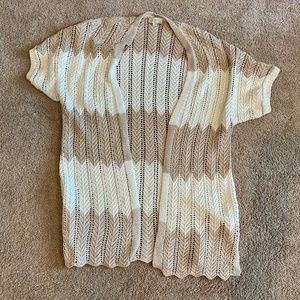 Loft Cream & White Short Sleeve Sweater